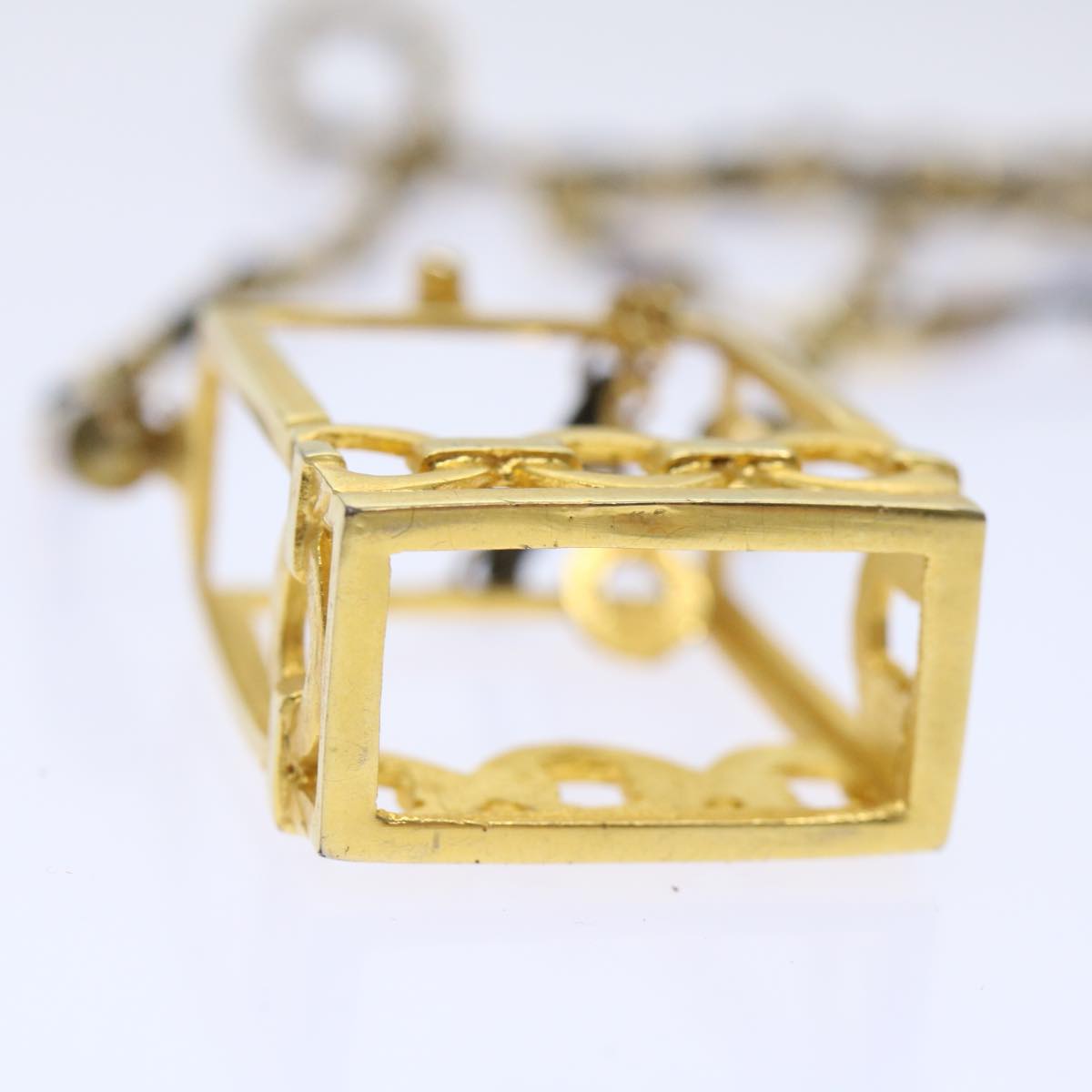 CHANEL Perfume N�‹5 Chain Necklace Clear Gold Tone CC Auth ar10031B