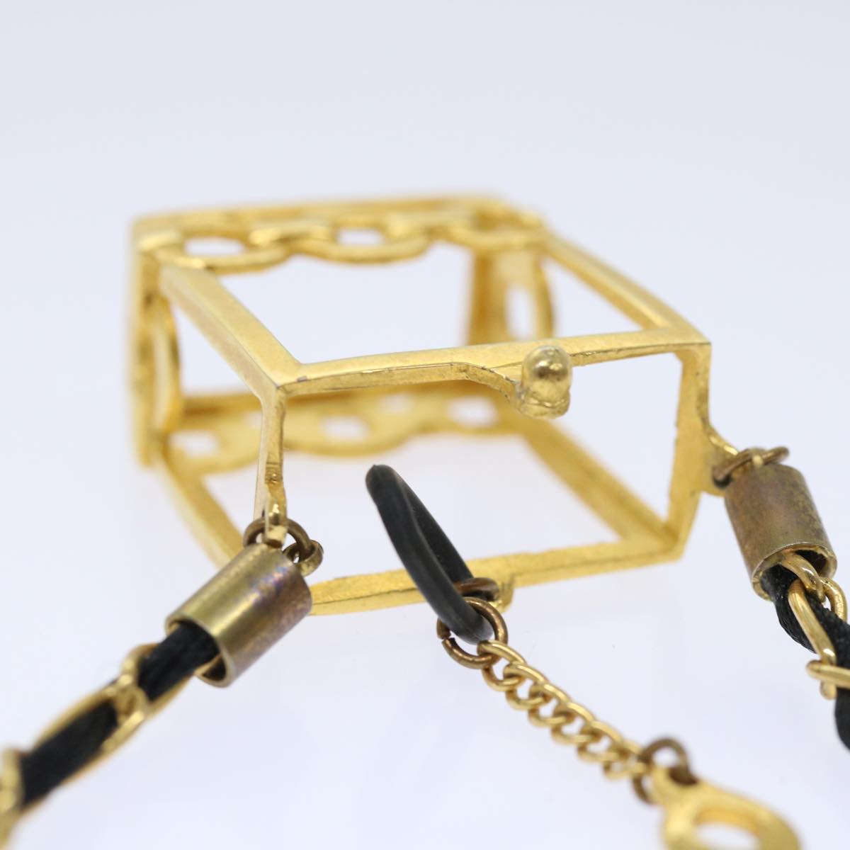 CHANEL Perfume N�‹5 Chain Necklace Clear Gold Tone CC Auth ar10031B