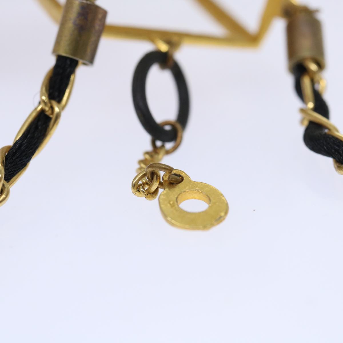 CHANEL Perfume N�‹5 Chain Necklace Clear Gold Tone CC Auth ar10031B