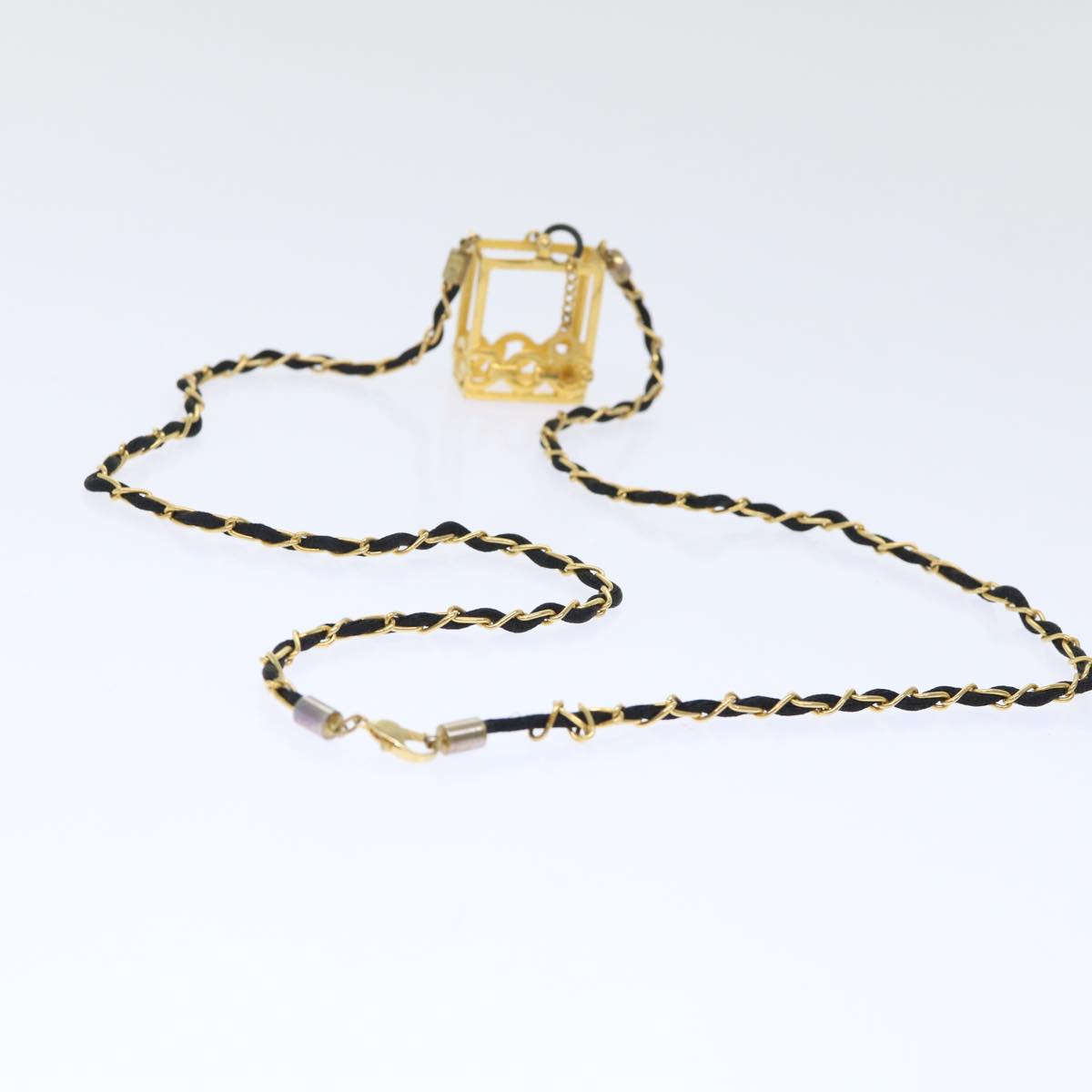 CHANEL Perfume N�‹5 Chain Necklace Clear Gold Tone CC Auth ar10031B