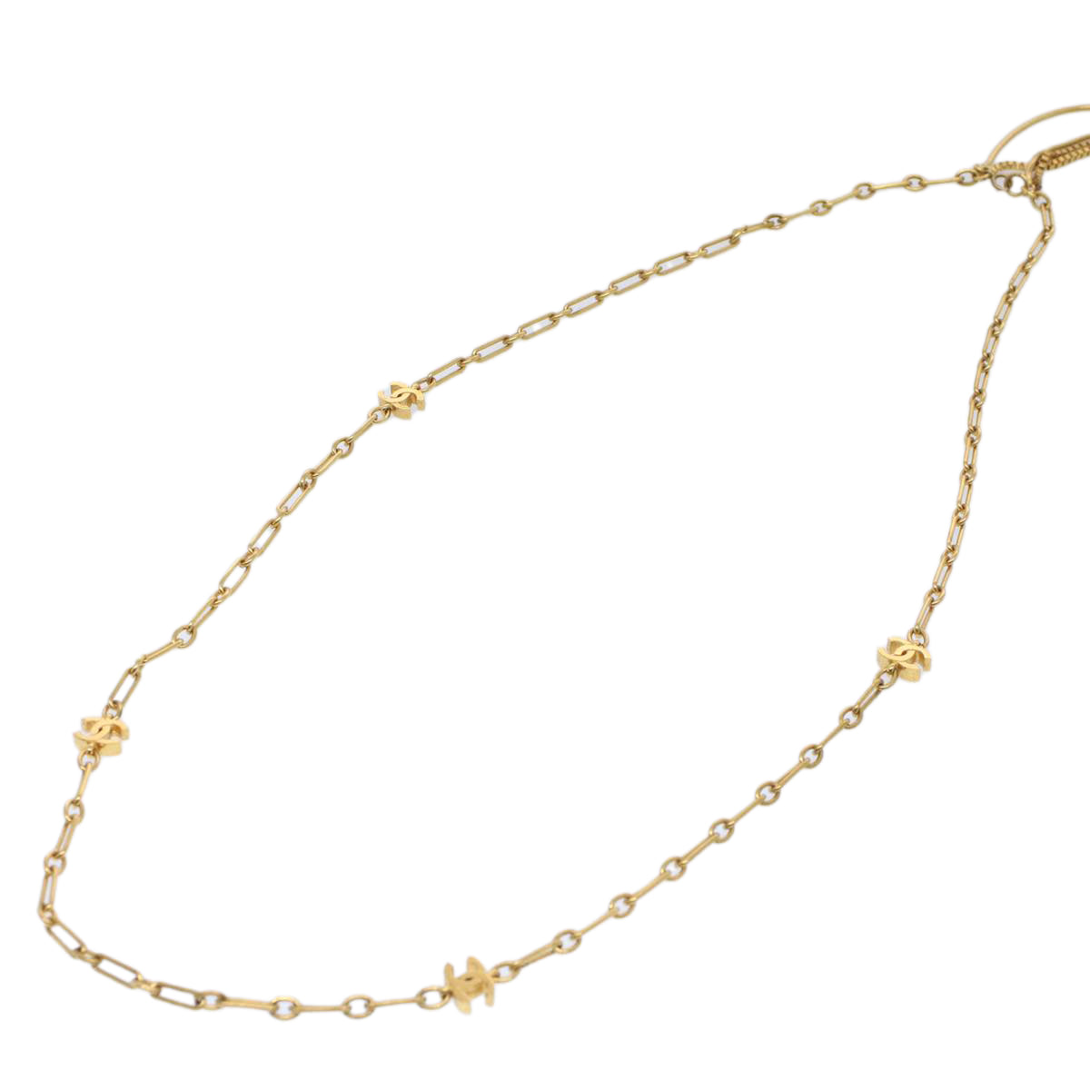 Top Quality Chanel COCO Mark Necklace Gold Tone CC Auth ar10556B