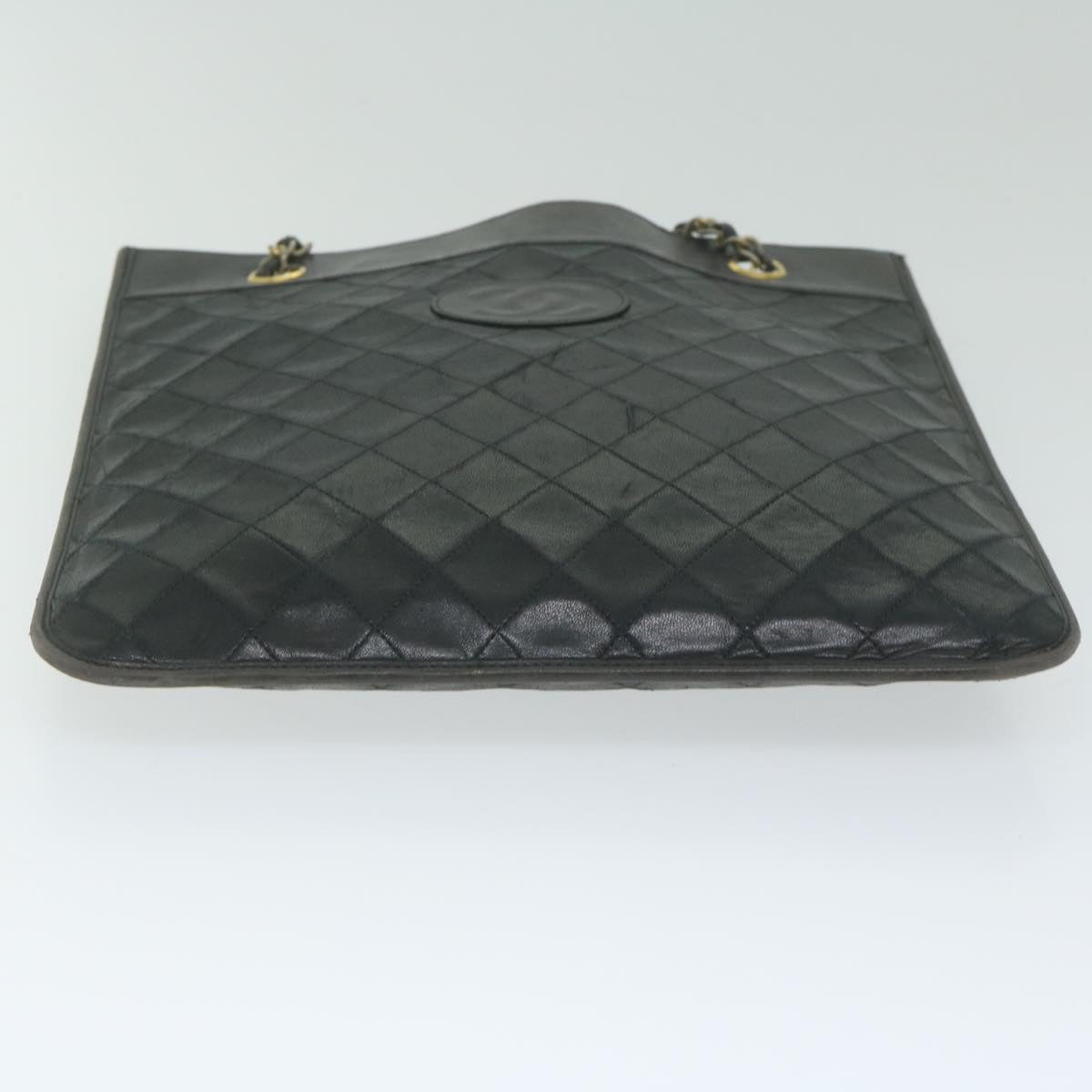 CHANEL Matelasse Chain Shoulder Bag Lamb Skin Black CC Auth ar11104