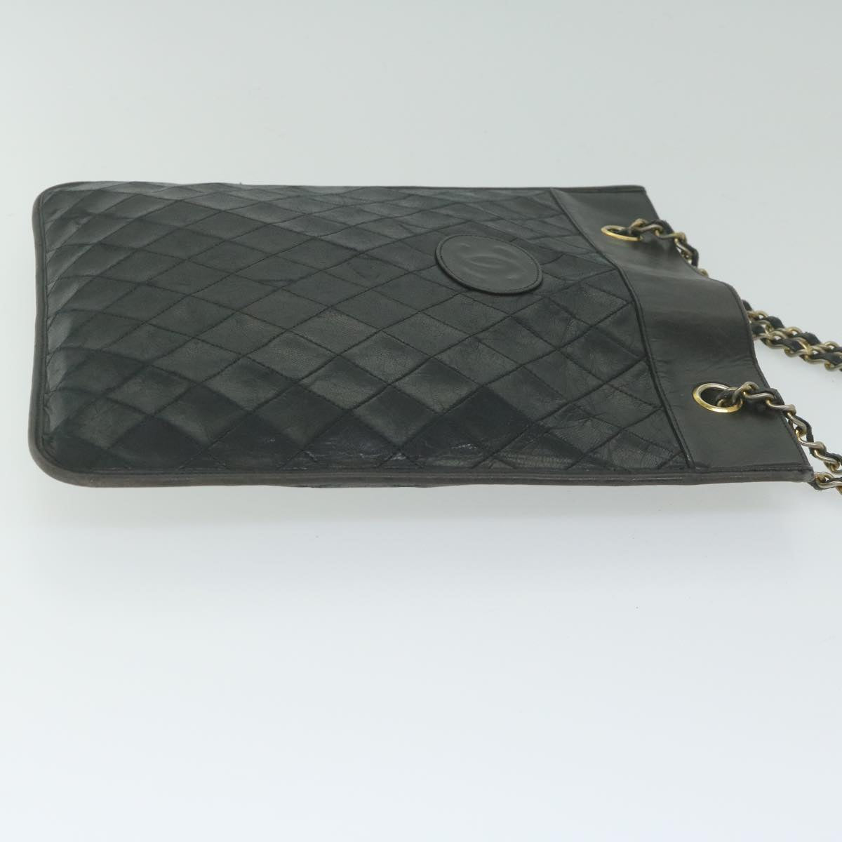 CHANEL Matelasse Chain Shoulder Bag Lamb Skin Black CC Auth ar11104