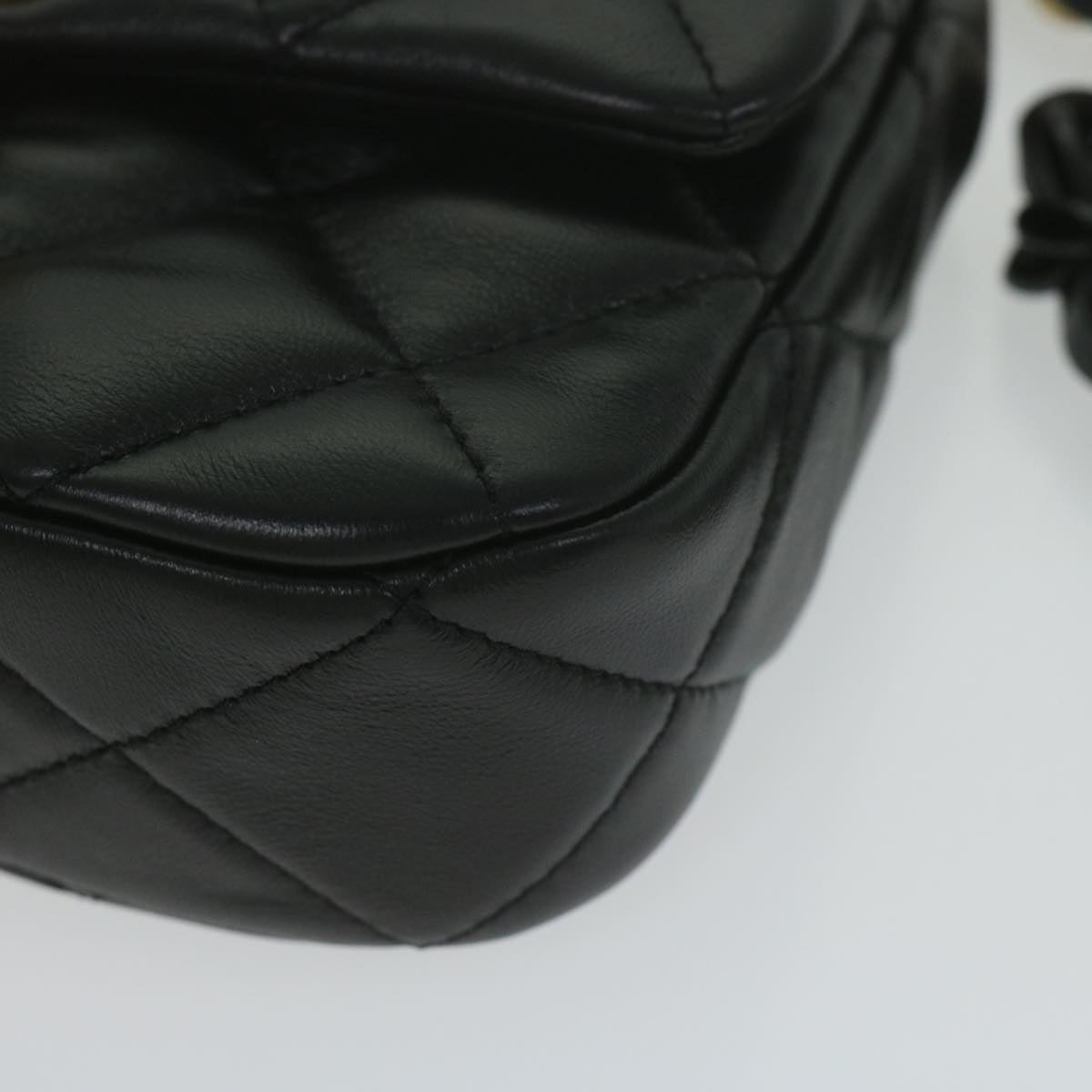 Top Quality Chanel Matelasse Turn Lock Chain Shoulder Bag Lamb Skin Black CC Auth ar11105A