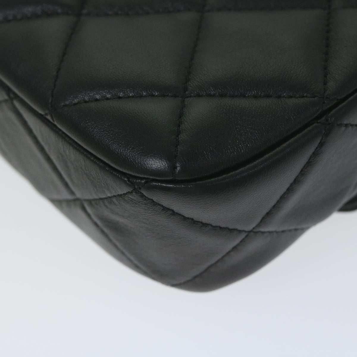 Top Quality Chanel Matelasse Turn Lock Chain Shoulder Bag Lamb Skin Black CC Auth ar11105A