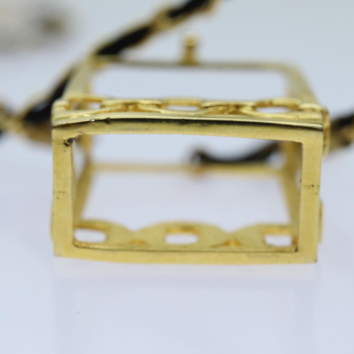 CHANEL perfume Necklace Gold CC Auth ar11598B