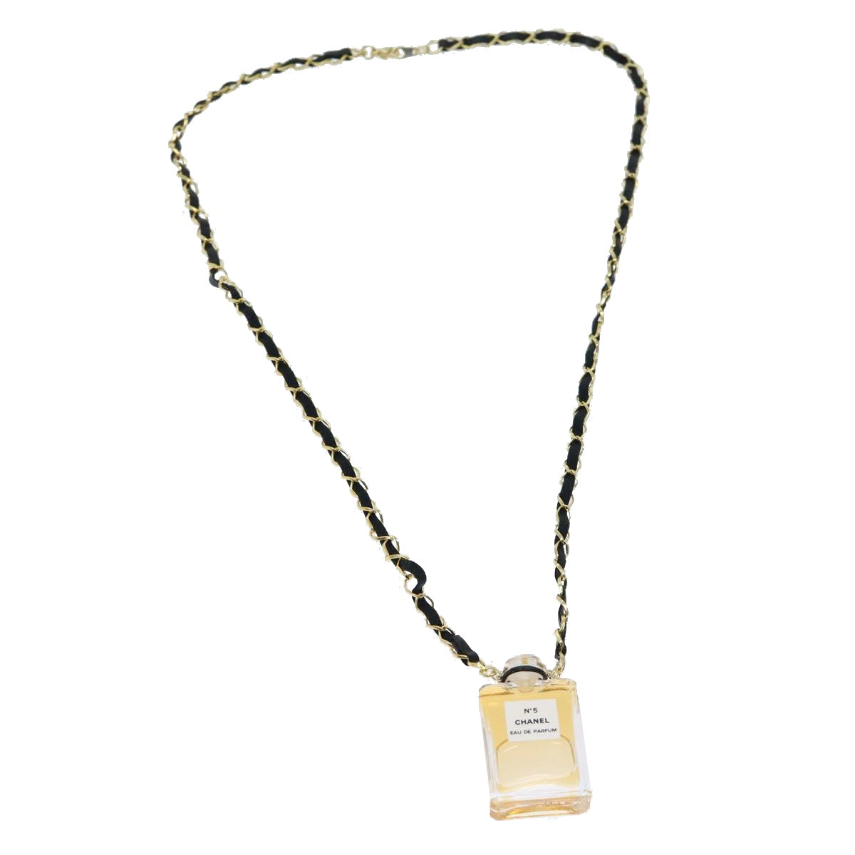 CHANEL Perfume Necklace Gold CC Auth ar11600B