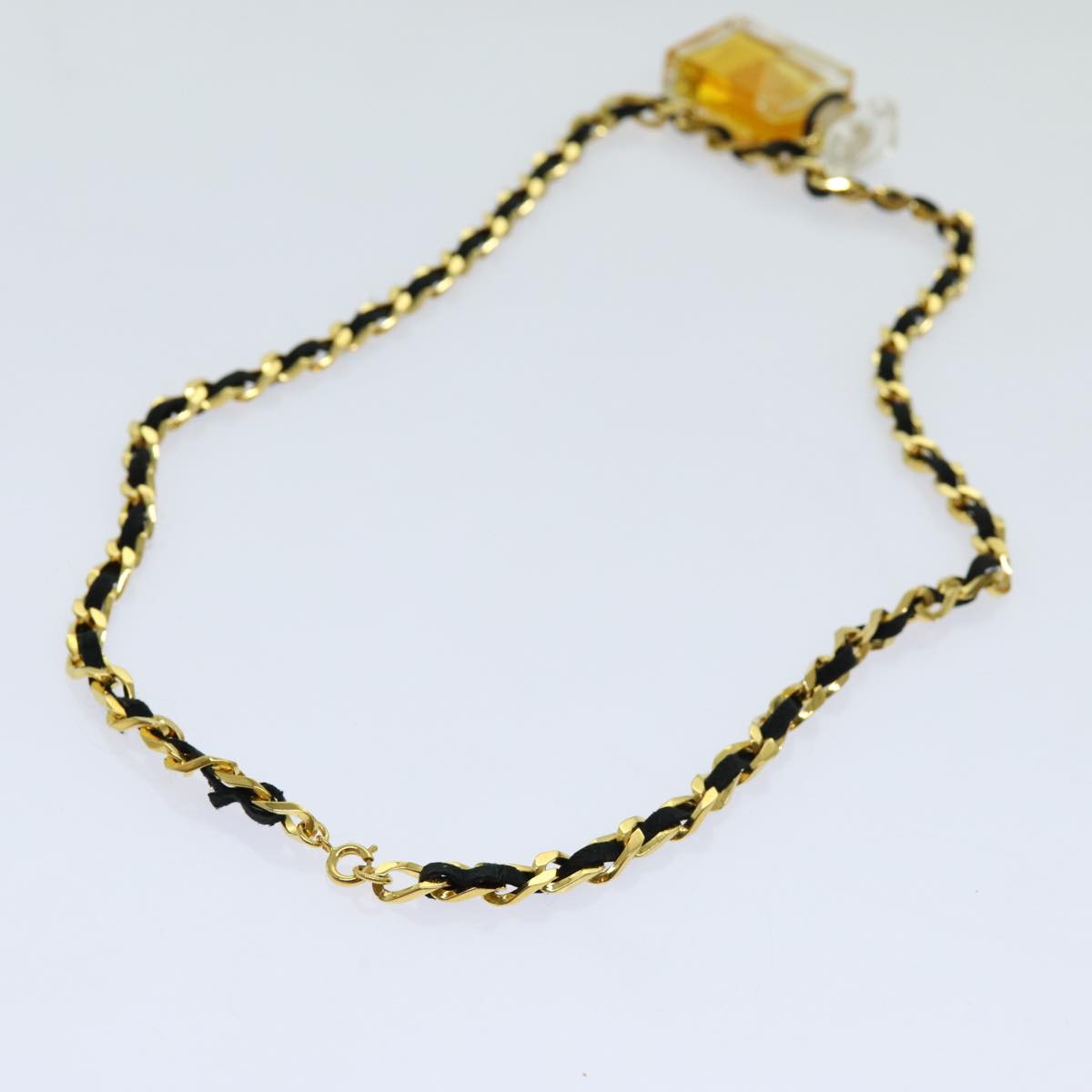 CHANEL Perfume Necklace Gold CC Auth ar11606B