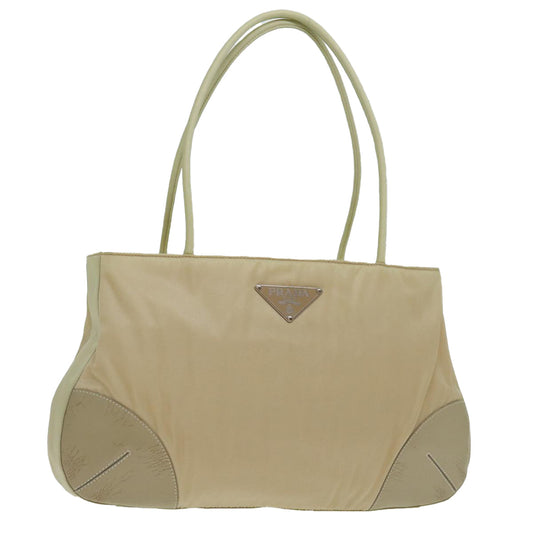 PRADA Hand Bag Nylon Beige Auth ar11646B