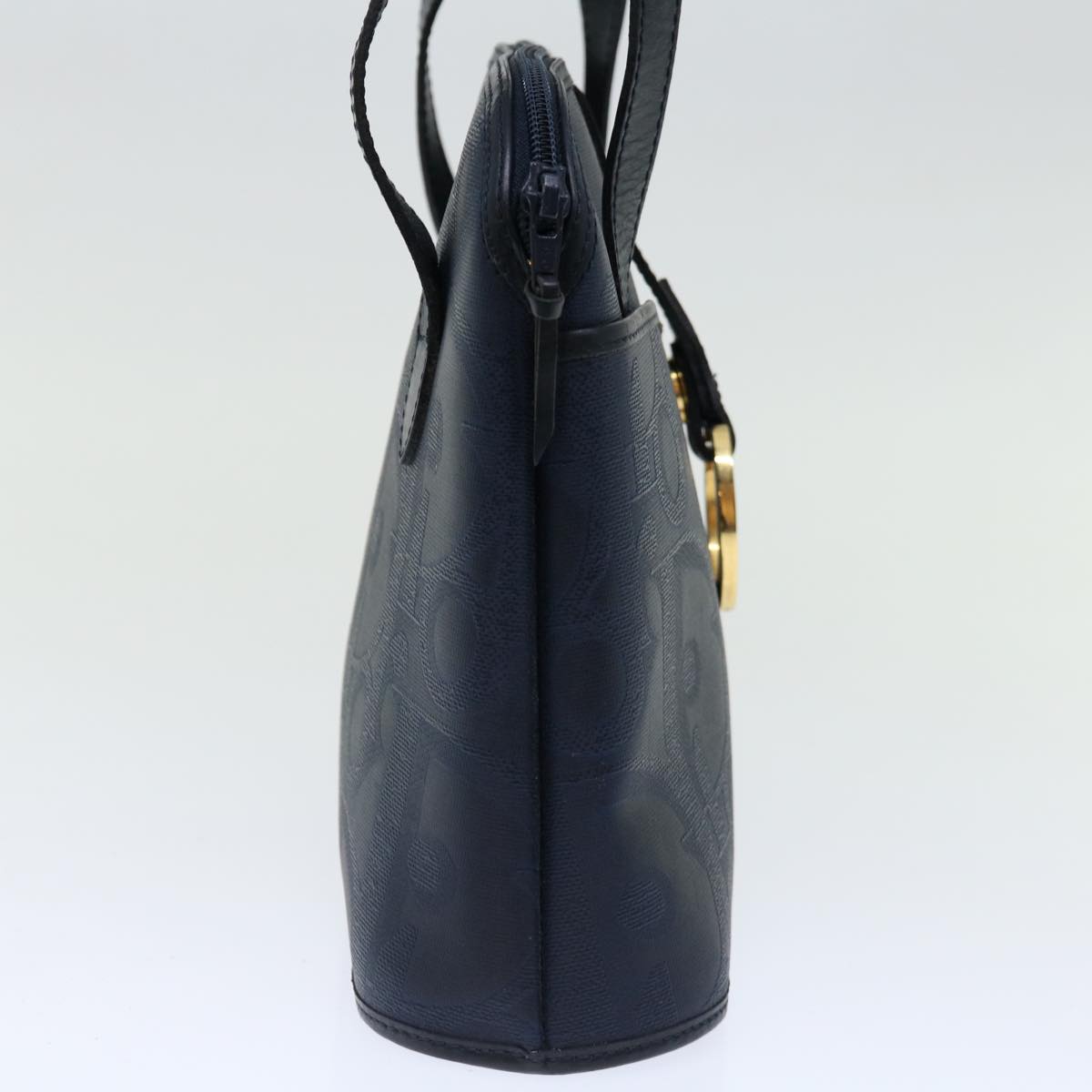 CHRISTIAN DIOR Trotter Canvas Hand Bag Navy Auth ar11715