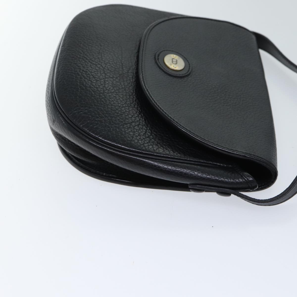 CHRISTIAN DIOR Shoulder Bag Leather Black Auth ar11733