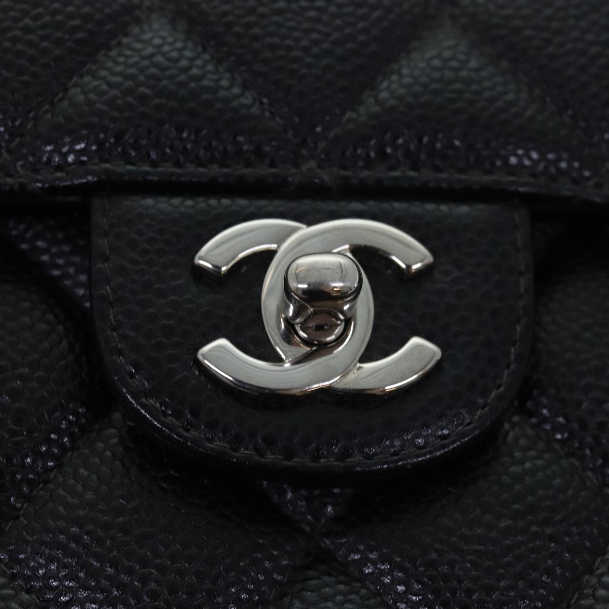 Top Quality Chanel Matelasse 30 Turn Lock Chain Bag Caviar Skin Black CC Auth ar11992A