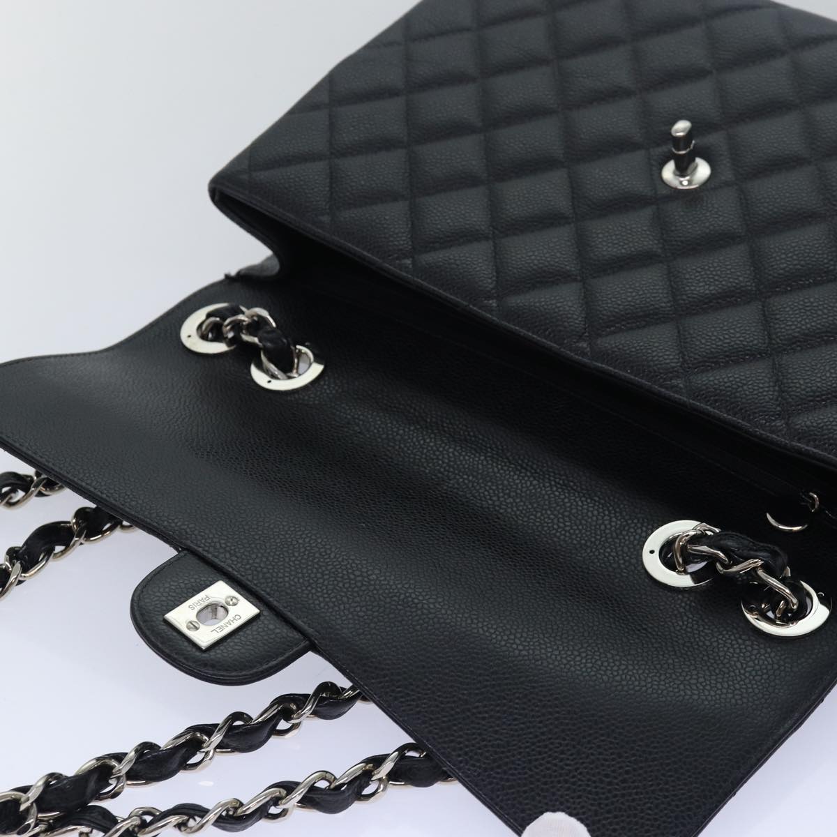 Top Quality Chanel Matelasse 30 Turn Lock Chain Bag Caviar Skin Black CC Auth ar11992A