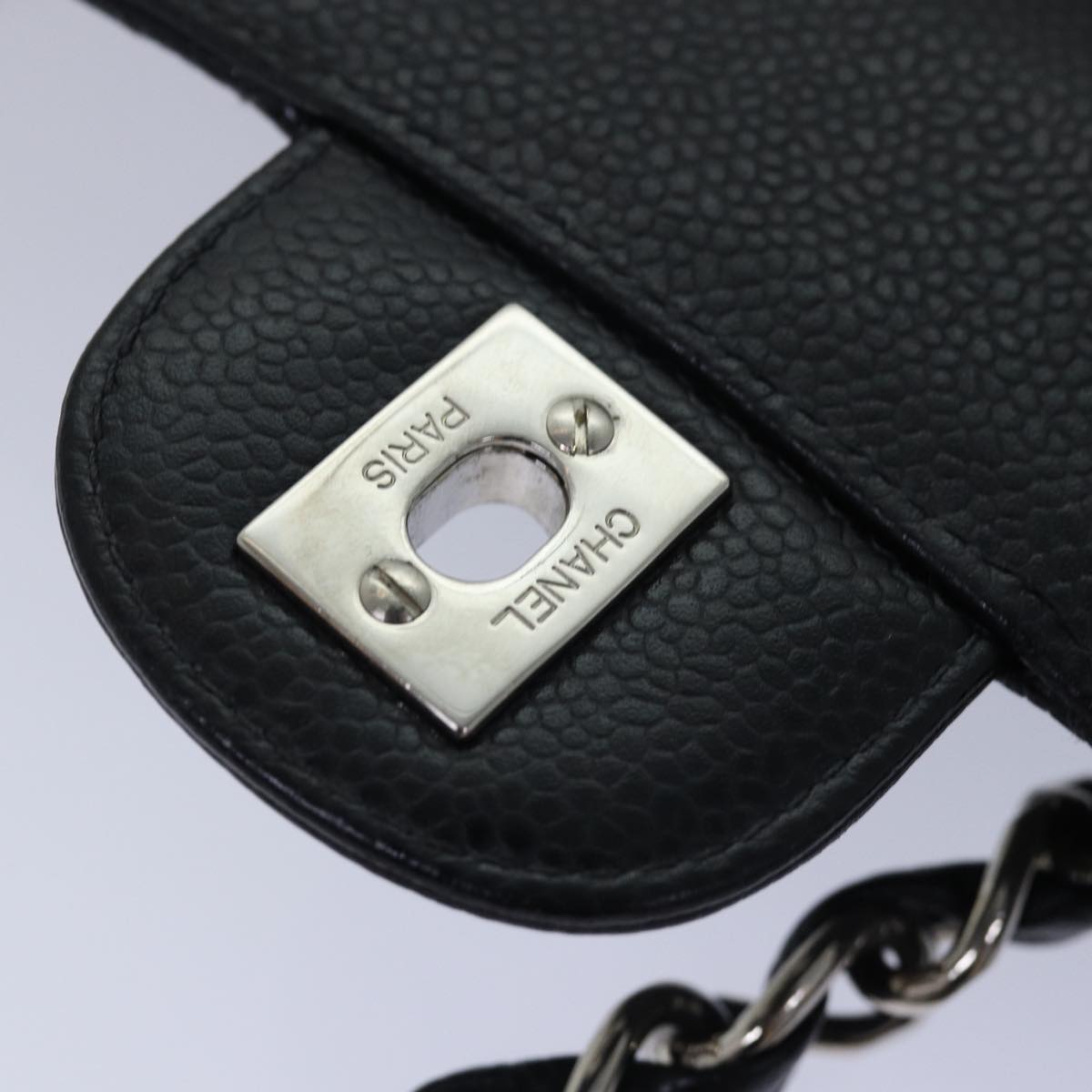 Top Quality Chanel Matelasse 30 Turn Lock Chain Bag Caviar Skin Black CC Auth ar11992A