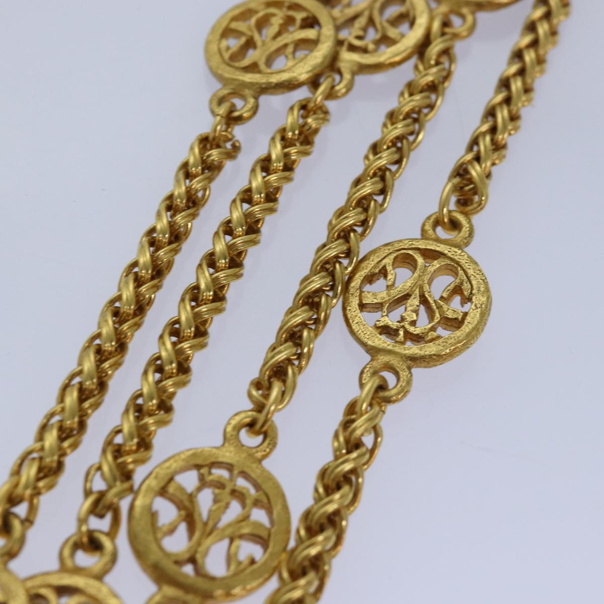 Top Quality Chanel COCO Mark Necklace metal Gold CC Auth ar12350