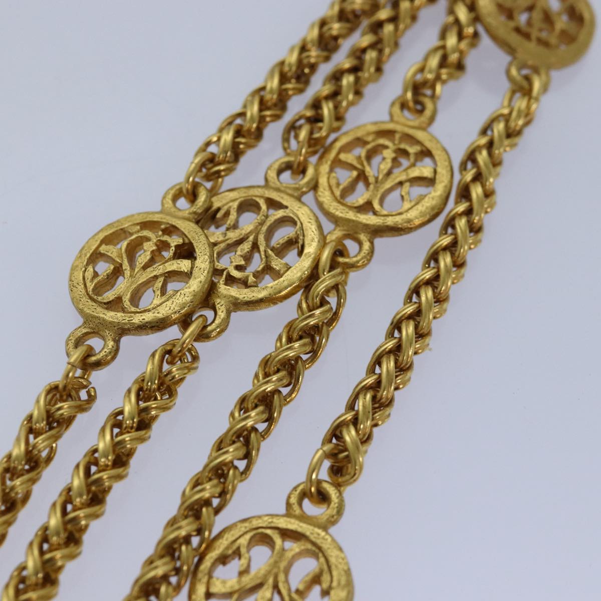 Top Quality Chanel COCO Mark Necklace metal Gold CC Auth ar12350