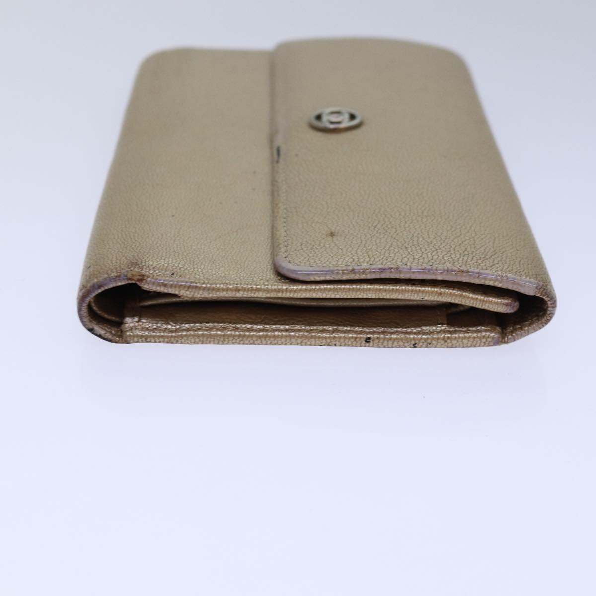 Top Quality Chanel COCO Mark Wallet Leather Beige Silver CC Auth ar12390
