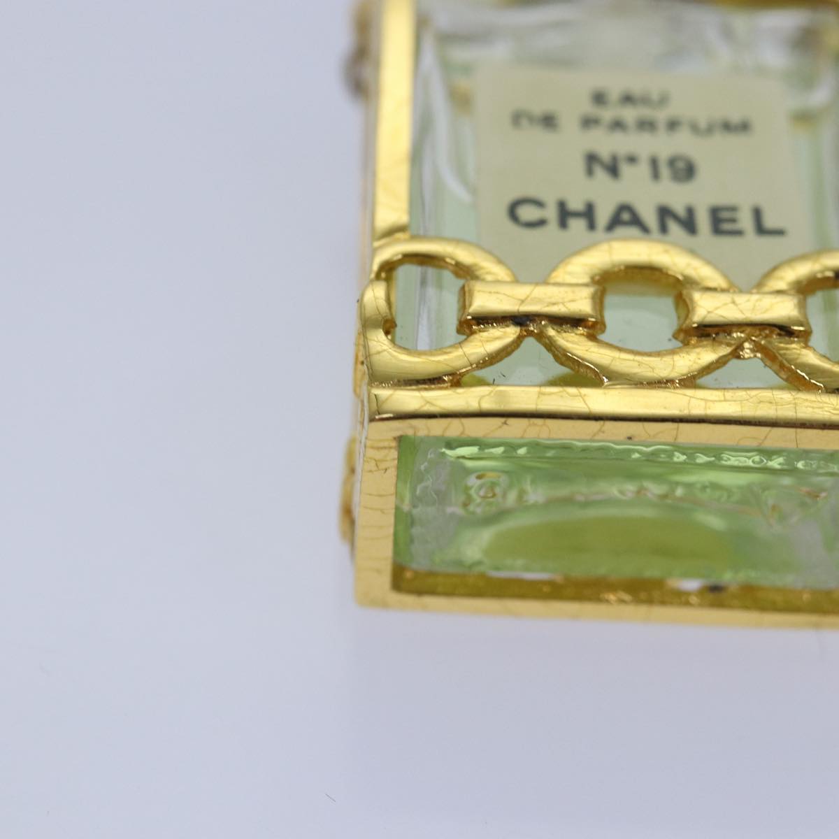 Top Quality Chanel Perfume NÔøΩ‚Äπ19 Necklace metal Gold Black CC Auth ar12469