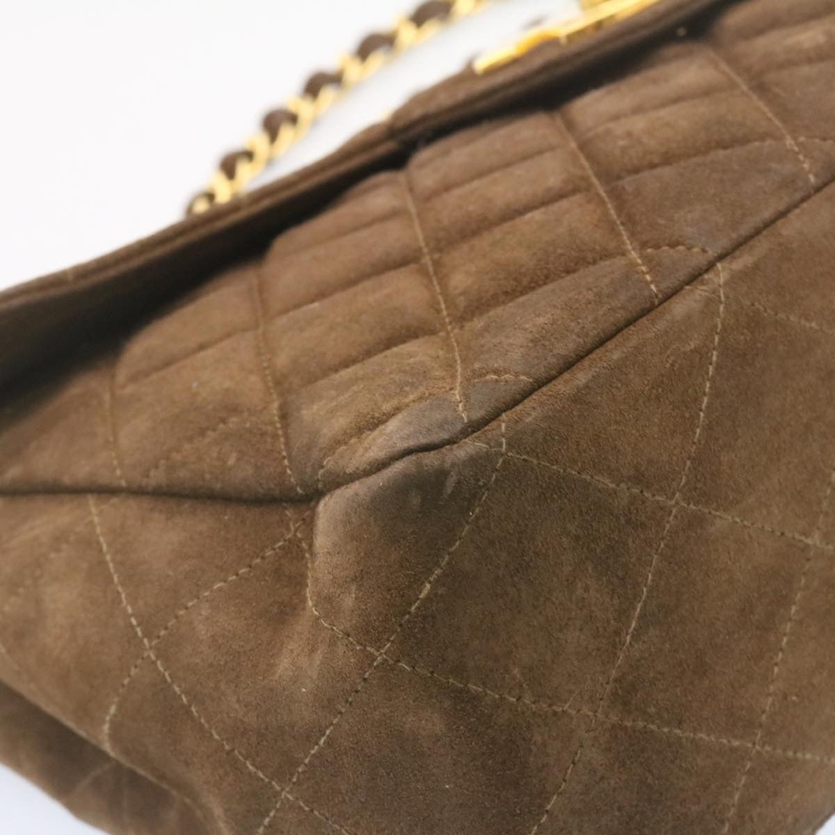Top Quality Chanel Matelasse 30 Double Chain New Shoulder Bag Suede Brown CC Auth ar4582
