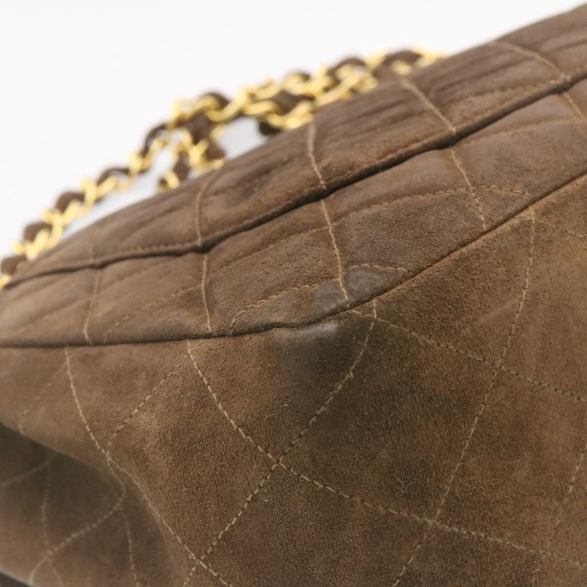Top Quality Chanel Matelasse 30 Double Chain New Shoulder Bag Suede Brown CC Auth ar4582