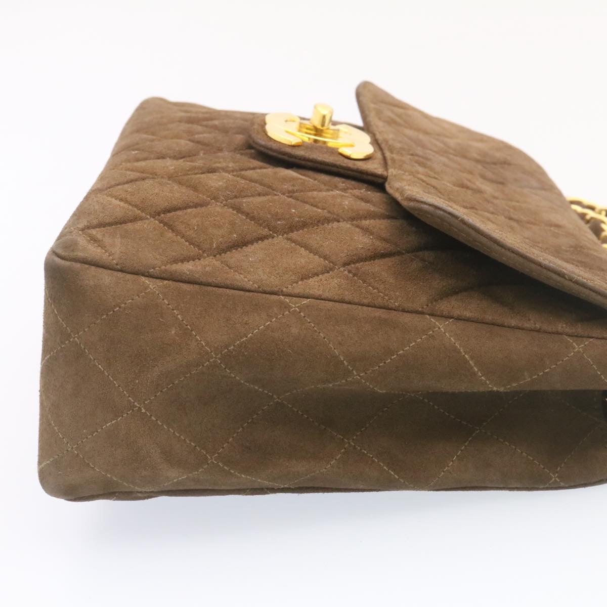 Top Quality Chanel Matelasse 30 Double Chain New Shoulder Bag Suede Brown CC Auth ar4582