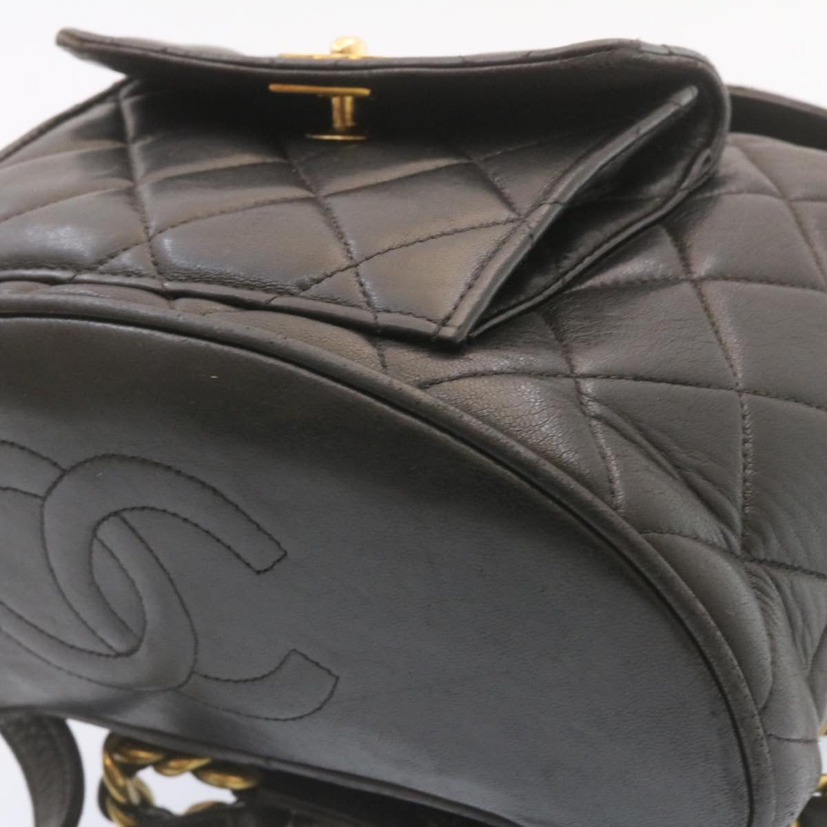 Top Quality Chanel Matelasse Backpack Leather Black Gold Tone CC Auth ar4662A