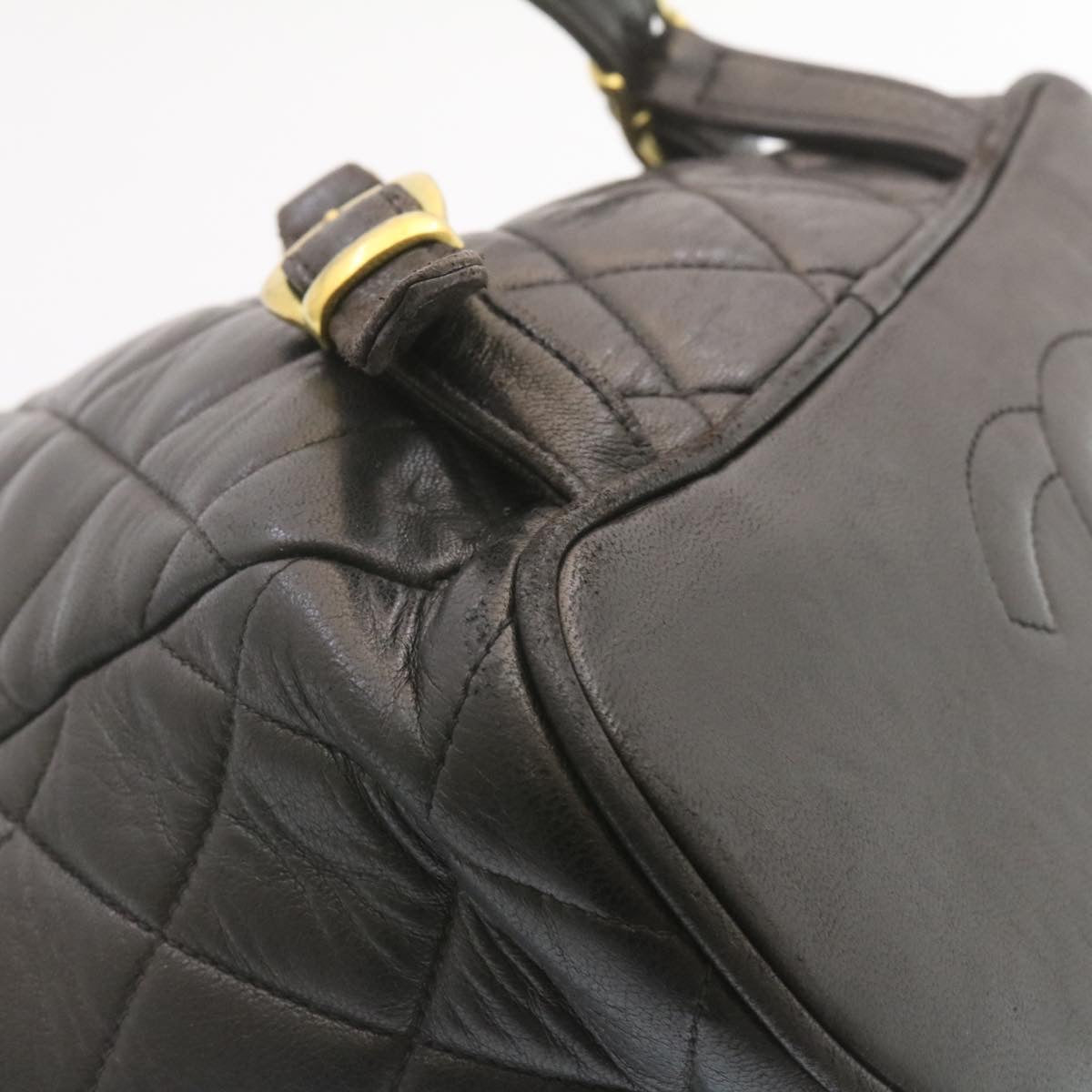 Top Quality Chanel Matelasse Backpack Leather Black Gold Tone CC Auth ar4662A