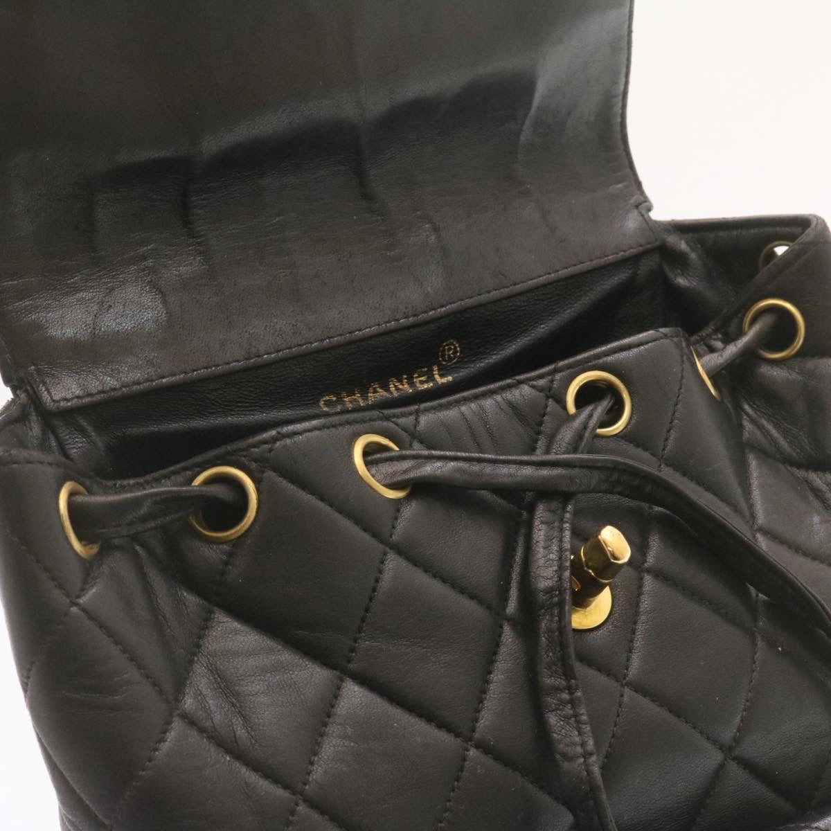 Top Quality Chanel Matelasse Backpack Leather Black Gold Tone CC Auth ar4662A