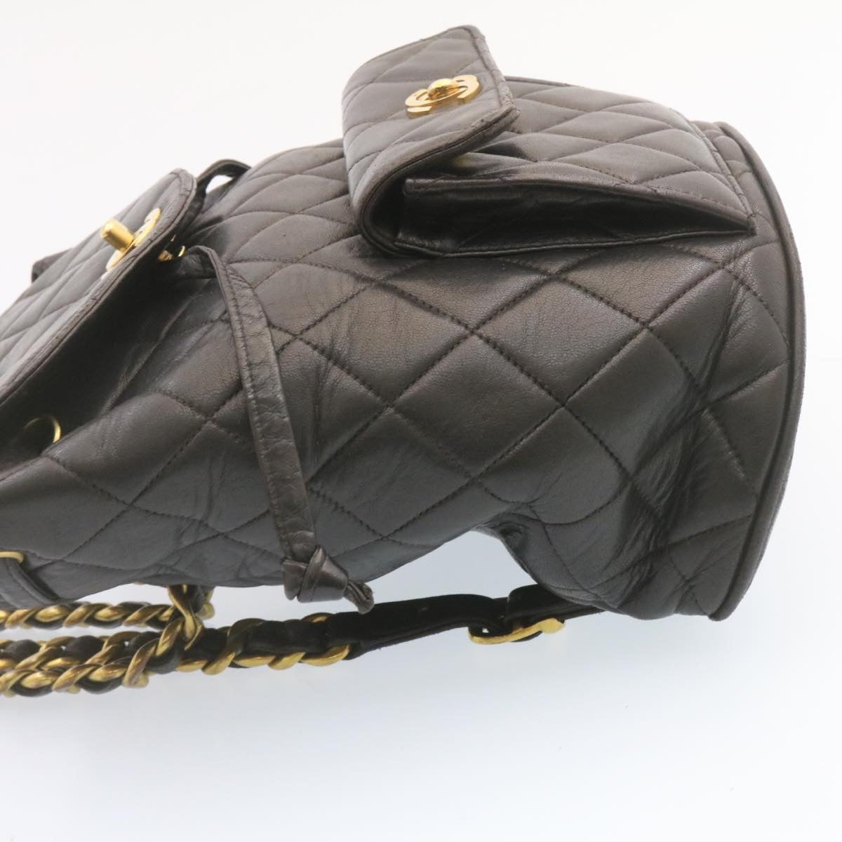 Top Quality Chanel Matelasse Backpack Leather Black Gold Tone CC Auth ar4662A