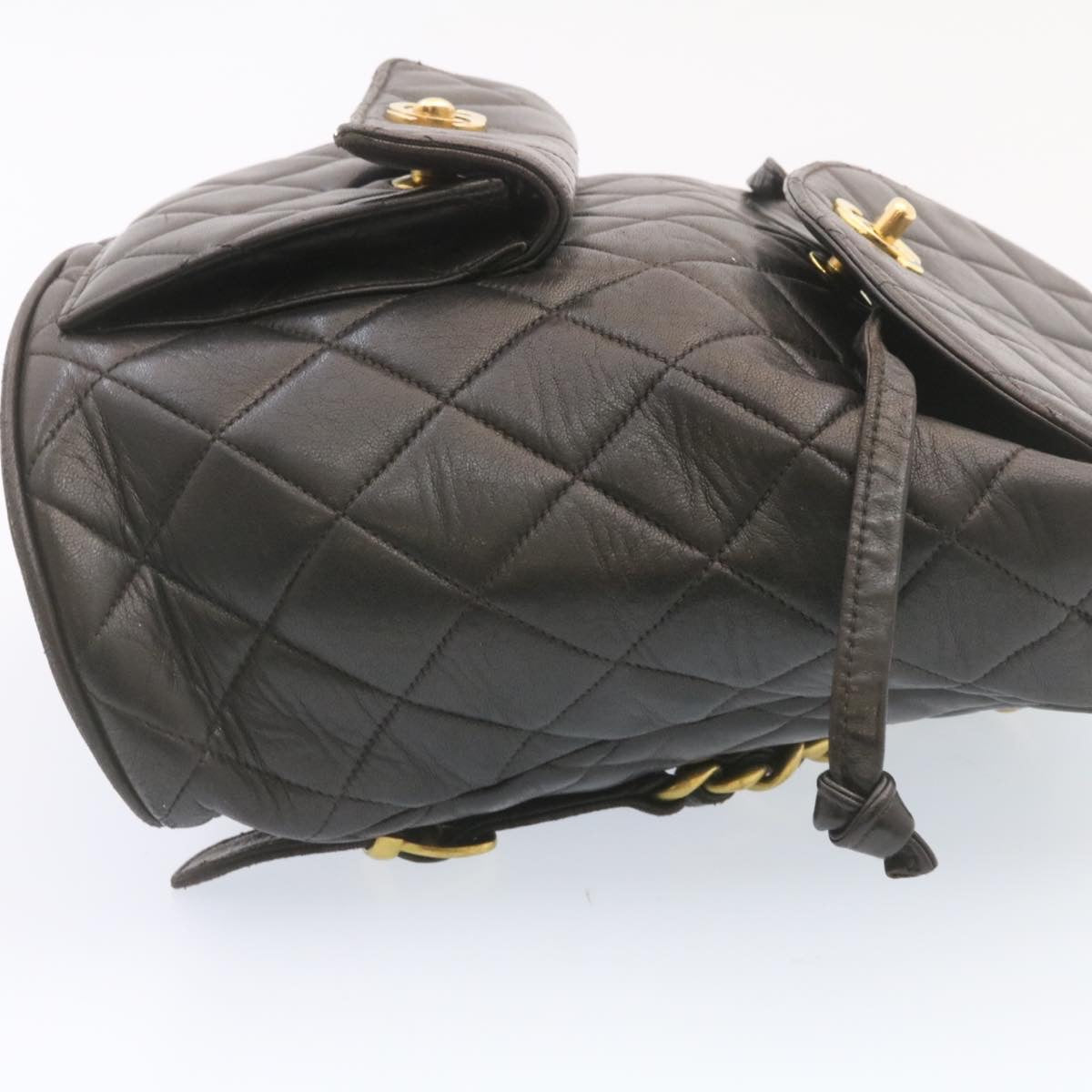 Top Quality Chanel Matelasse Backpack Leather Black Gold Tone CC Auth ar4662A