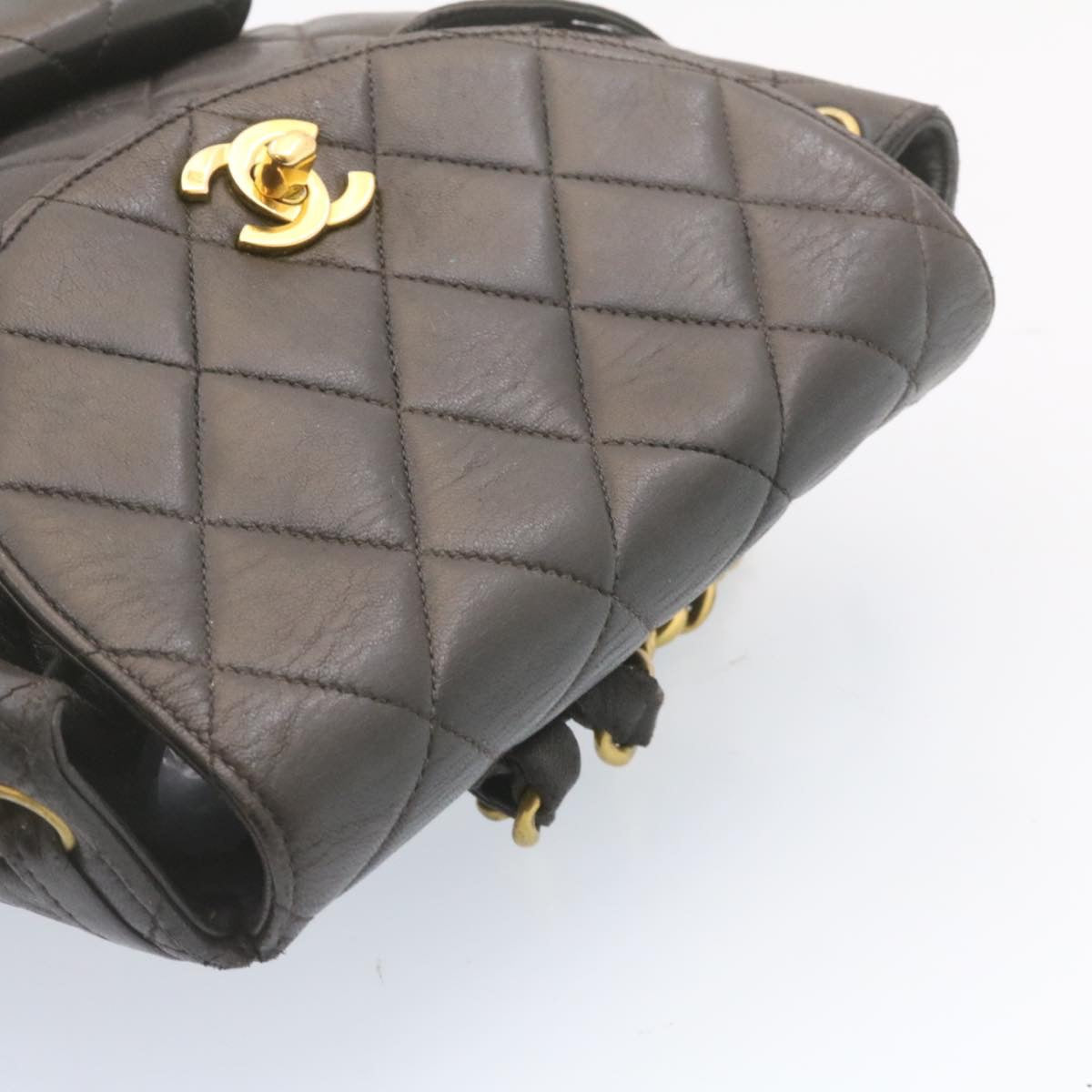Top Quality Chanel Matelasse Backpack Leather Black Gold Tone CC Auth ar4662A