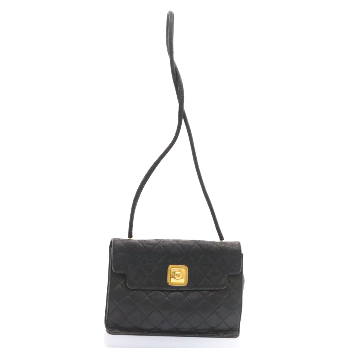 Top Quality Chanel Matelasse Shoulder Bag Lamb Skin Black Gold CC Auth ar5310A