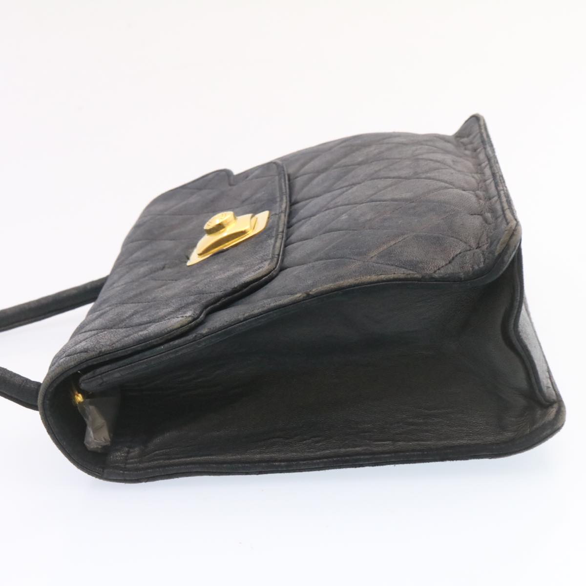 Top Quality Chanel Matelasse Shoulder Bag Lamb Skin Black Gold CC Auth ar5310A