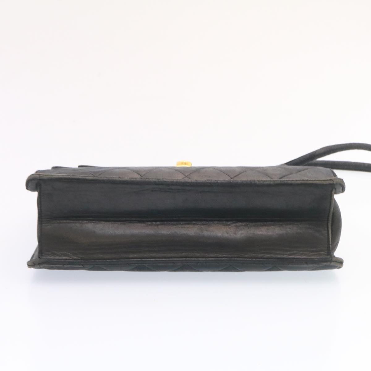 Top Quality Chanel Matelasse Shoulder Bag Lamb Skin Black Gold CC Auth ar5310A