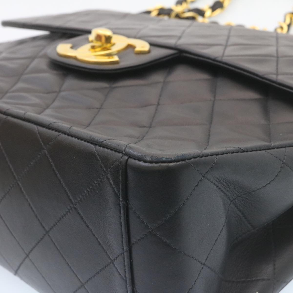 Top Quality Chanel Deca Matelasse Turn Lock Chain Shoulder Bag Lamb Skin Black CC ar5950A
