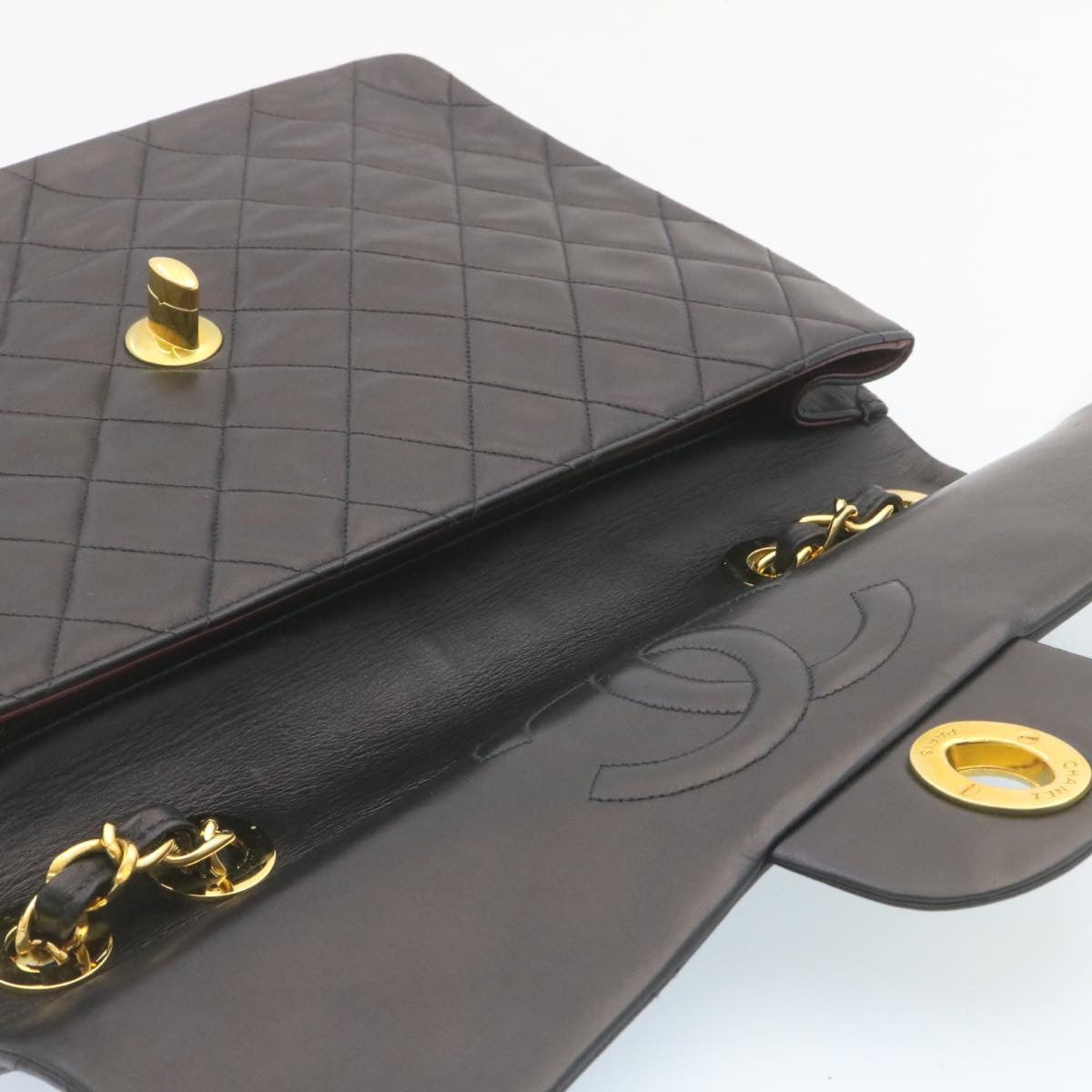 Top Quality Chanel Deca Matelasse Turn Lock Chain Shoulder Bag Lamb Skin Black CC ar5950A