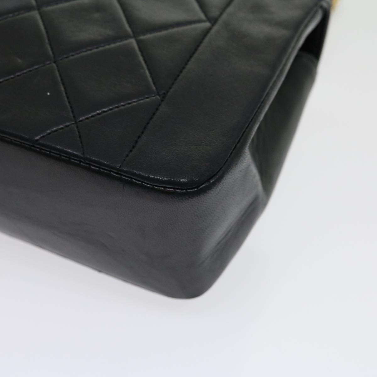 Top Quality Chanel Matelasse Diana Turn Lock Chain Shoulder Bag Lamb Skin Black Auth ar7368A