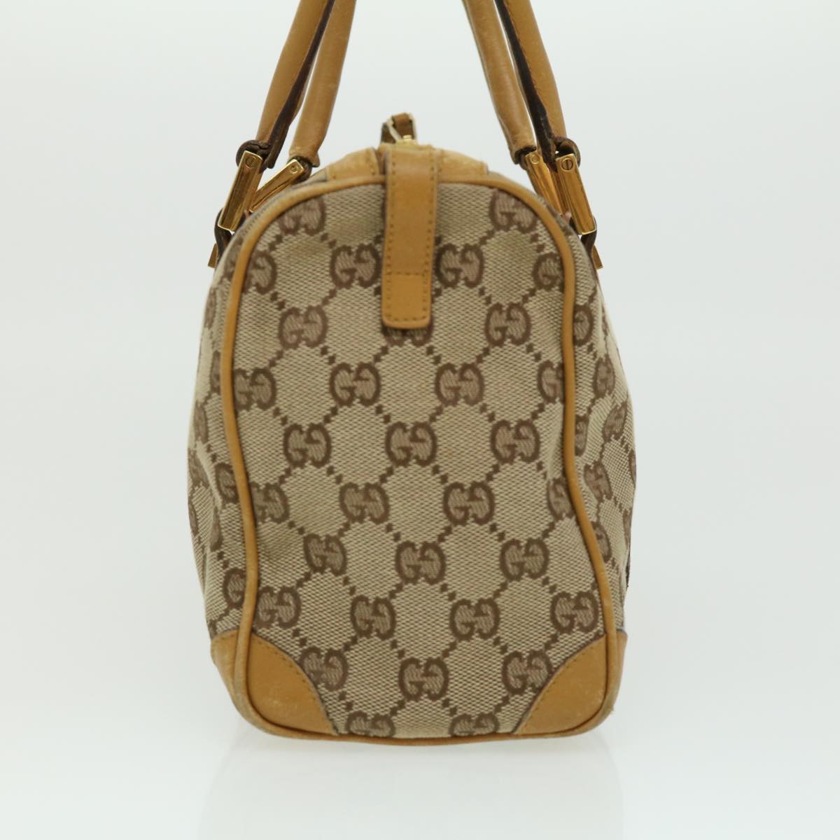 Gucci GG Canvas Sherry Line Hand Bag Beige Brown Red 0000851001553  ar7441