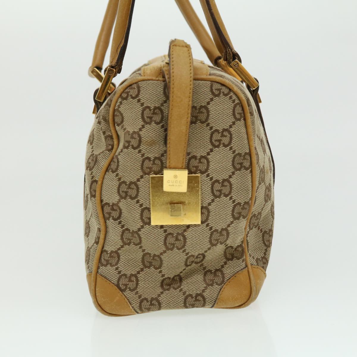 Gucci GG Canvas Sherry Line Hand Bag Beige Brown Red 0000851001553  ar7441