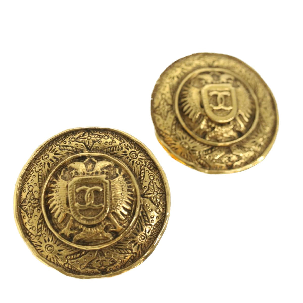 Top Quality Chanel Earring Gold Tone CC Auth ar8383