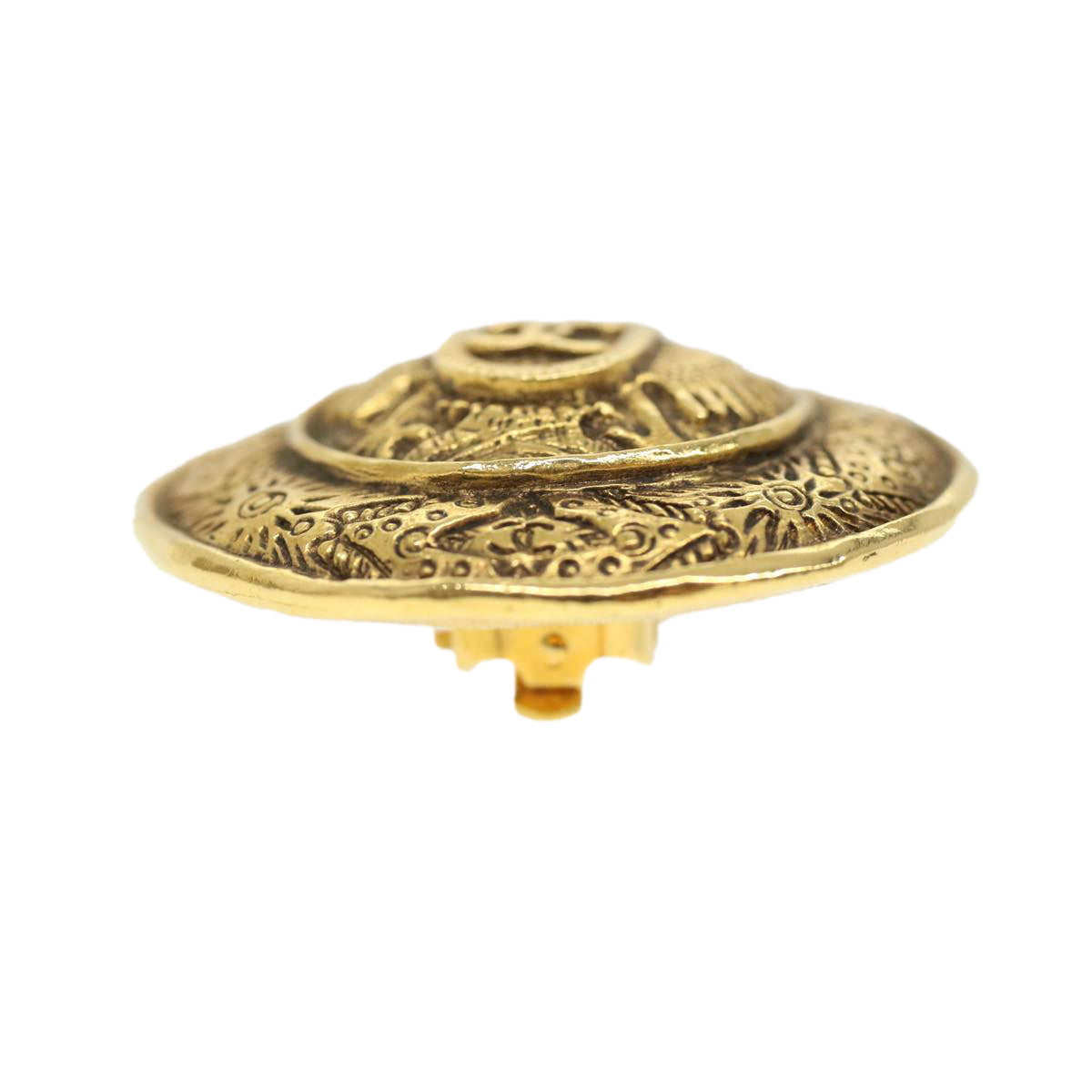 Top Quality Chanel Earring Gold Tone CC Auth ar8383
