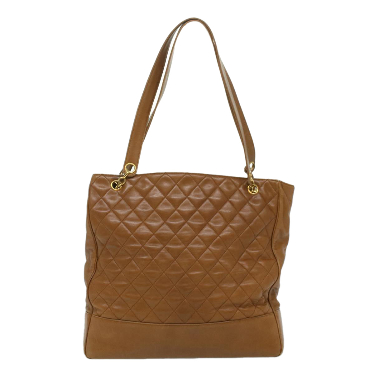 CHANEL Matelasse Chain Shoulder Bag Lamb Skin Brown CC Auth ar8527