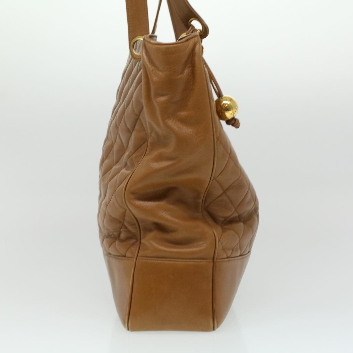 CHANEL Matelasse Chain Shoulder Bag Lamb Skin Brown CC Auth ar8527