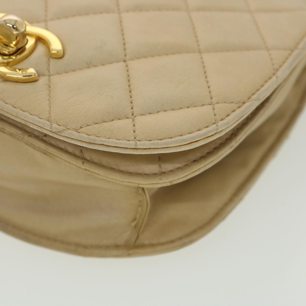 CHANEL Shoulder Bag Lamb Skin Beige CC  ar9074