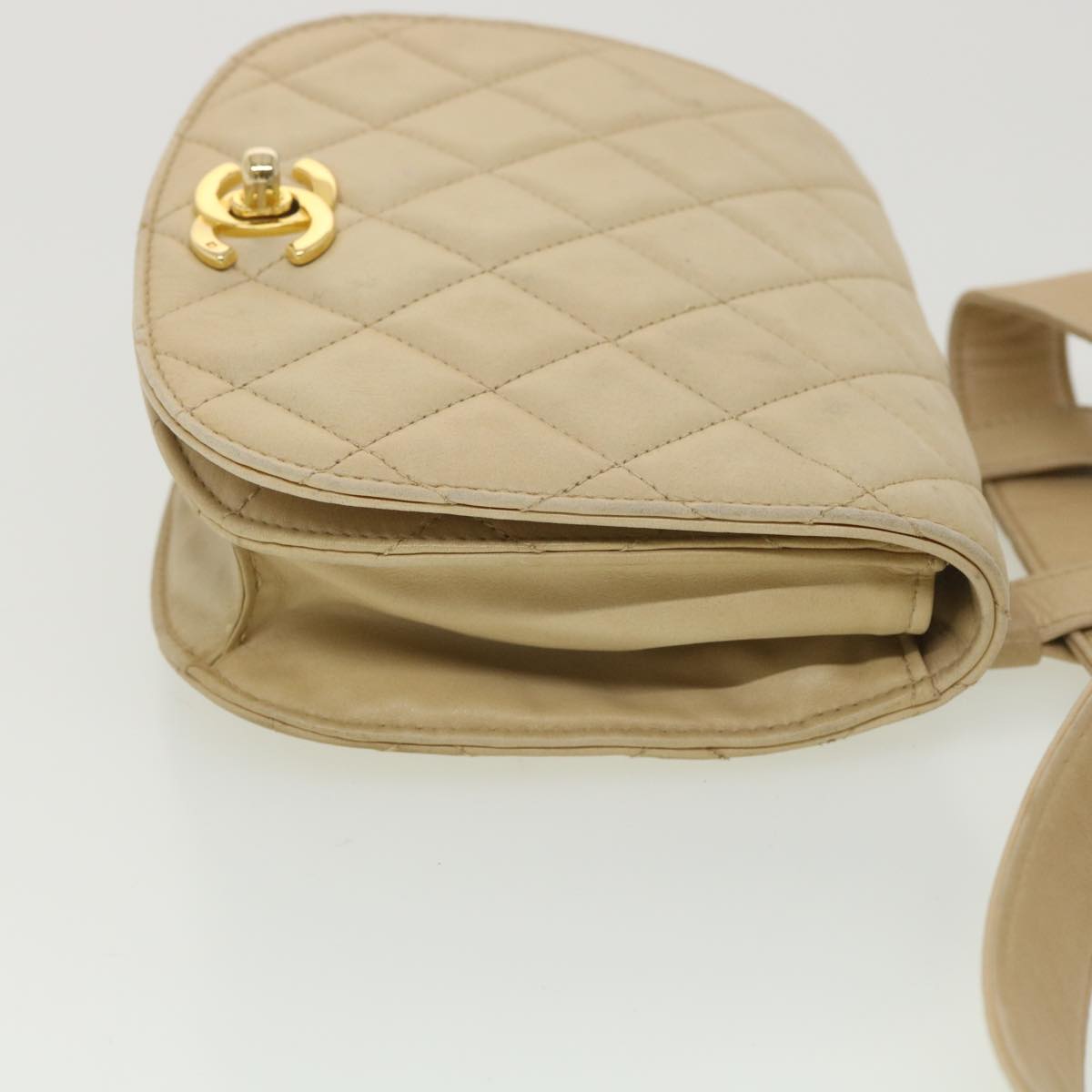 CHANEL Shoulder Bag Lamb Skin Beige CC  ar9074