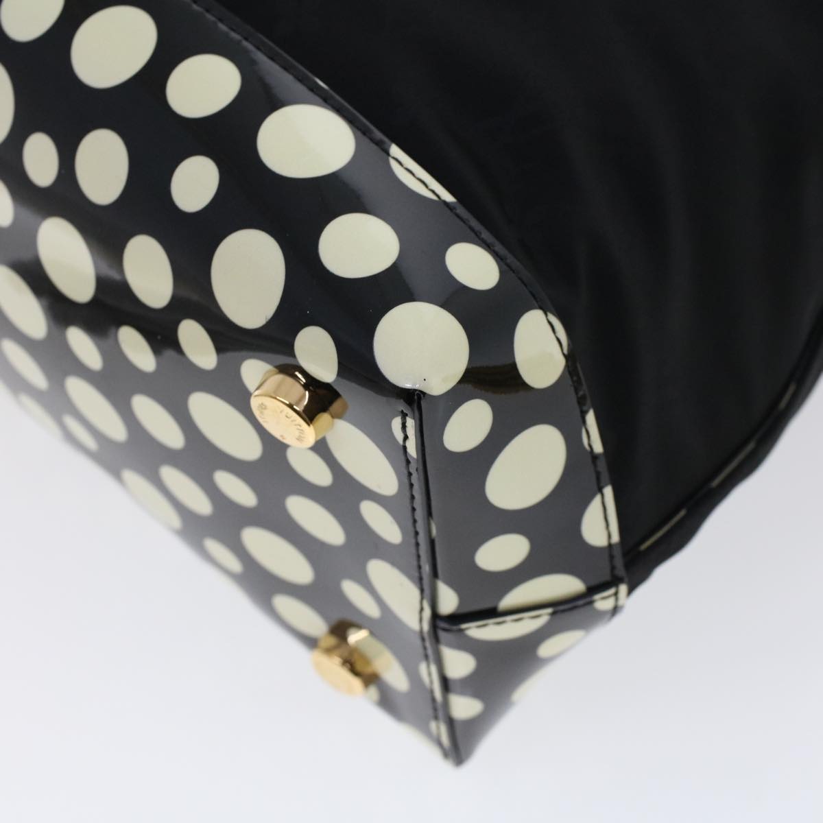 LOUIS VUITTON Vernis Dot Infinity Lockit MM Bag Black M40682 Auth ar9434B