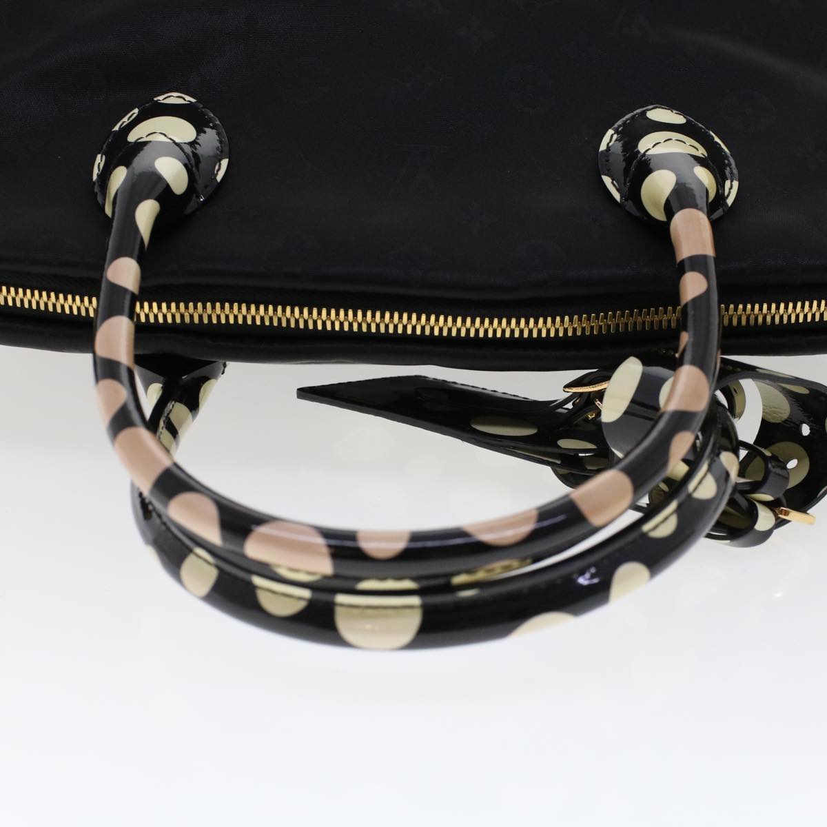 LOUIS VUITTON Vernis Dot Infinity Lockit MM Bag Black M40682 Auth ar9434B
