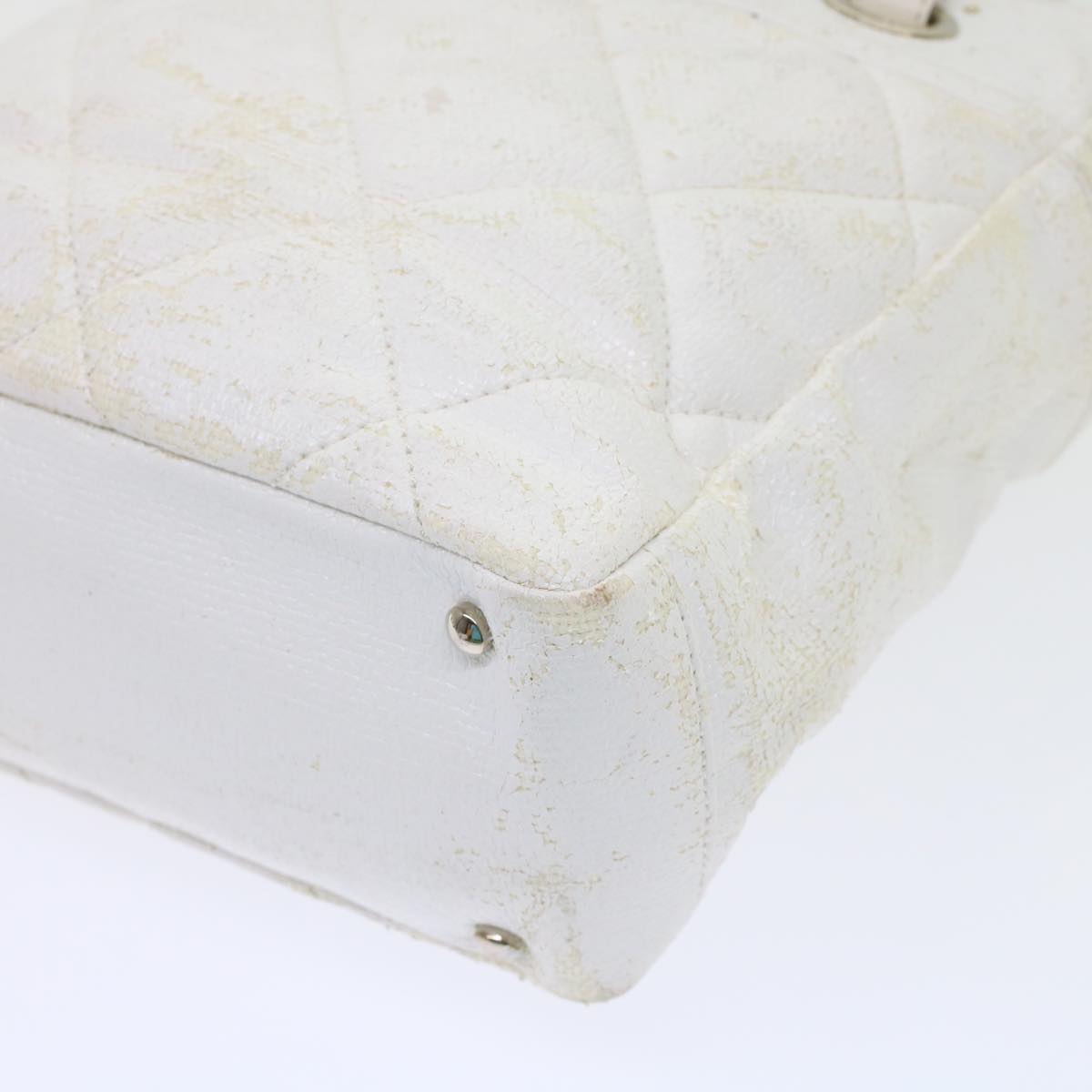 CHANEL Shoulder Bag Coated Canvas White CC Auth ar9716