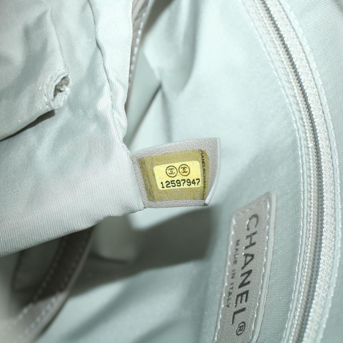 CHANEL Shoulder Bag Coated Canvas White CC Auth ar9716