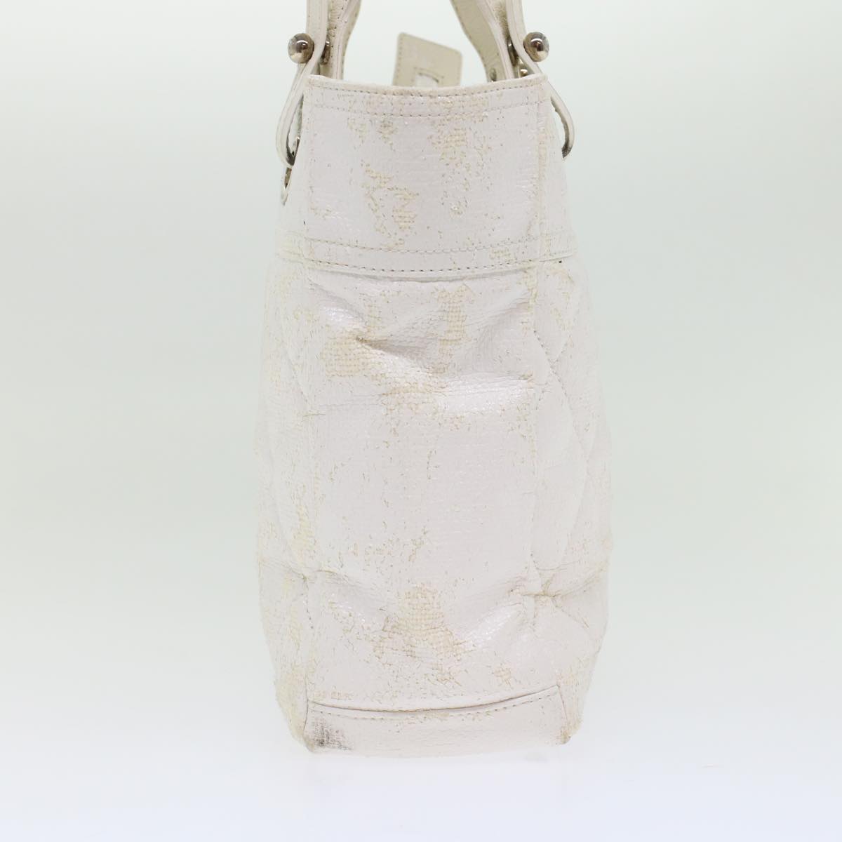 CHANEL Shoulder Bag Coated Canvas White CC Auth ar9716